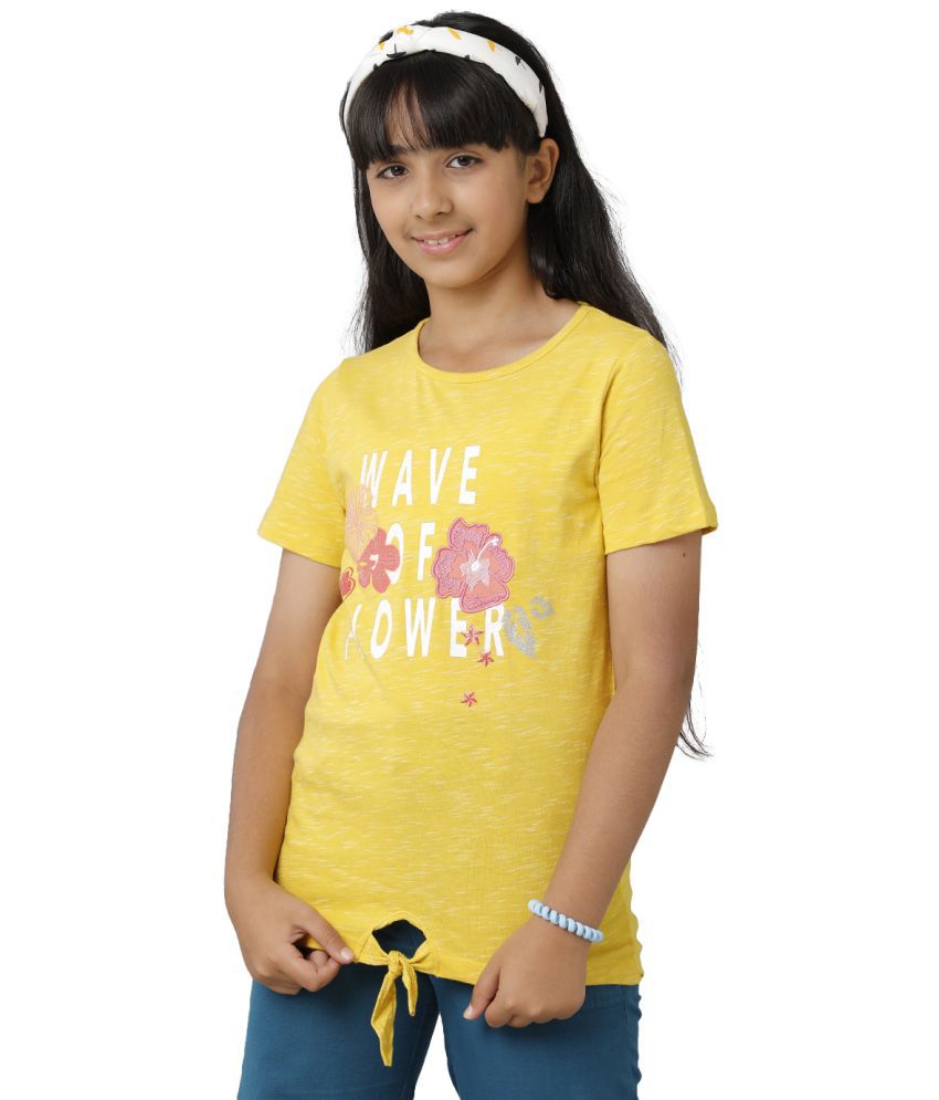     			Under Fourteen Only Yellow Cotton Girls Top ( Pack of 1 )