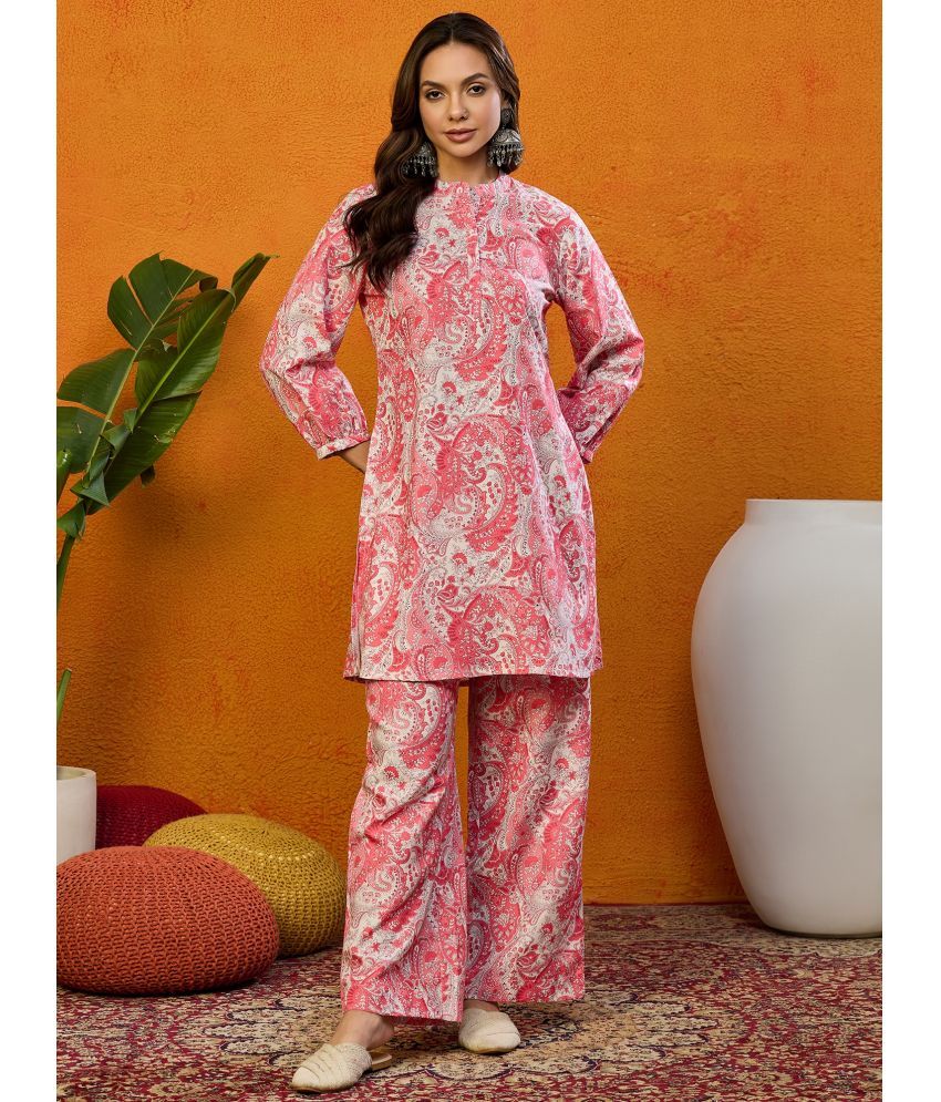     			Vaamsi Pink Printed Pant Top Set