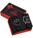 Septem Black Leather Analog Couple's Watch