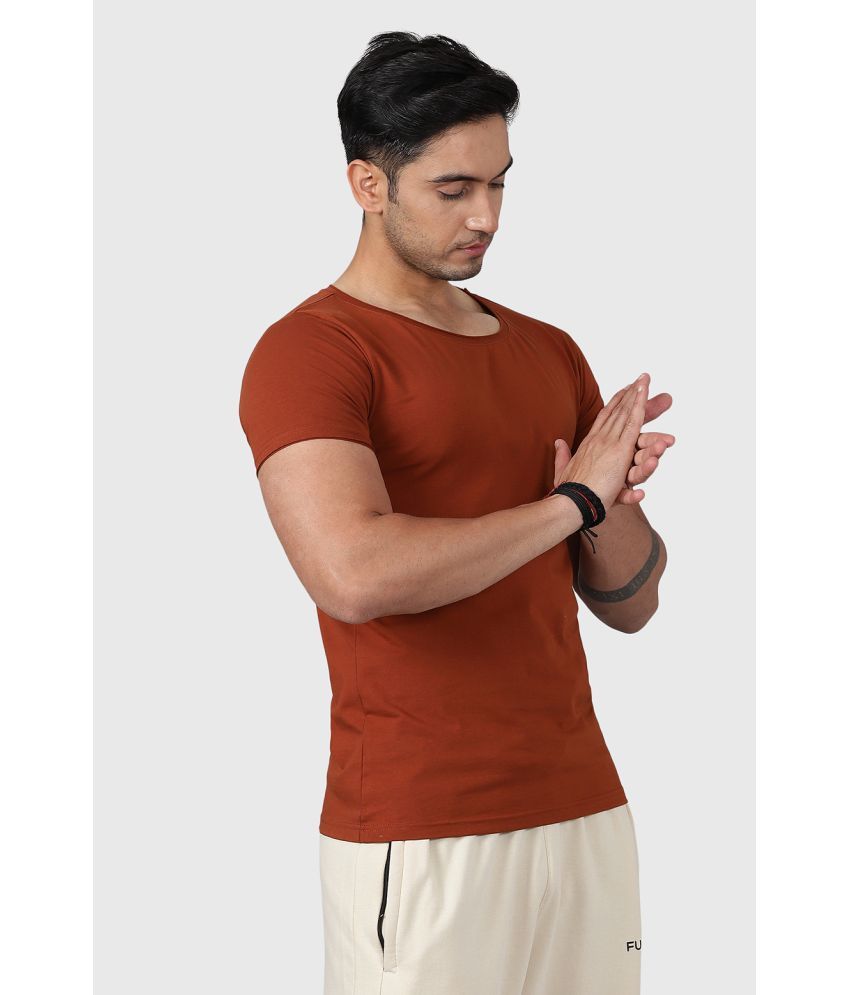     			Fuaark Brown Cotton Slim Fit Men's Sports T-Shirt ( Pack of 1 )