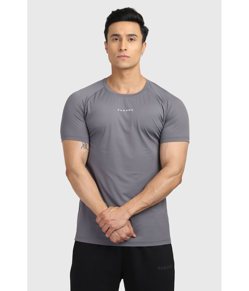     			Fuaark Grey Polyester Slim Fit Men's Sports T-Shirt ( Pack of 1 )