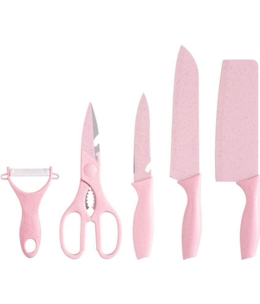     			GIT Pink Stainless Steel Knife Set Blade Length 13 cm ( Pack of 5 )