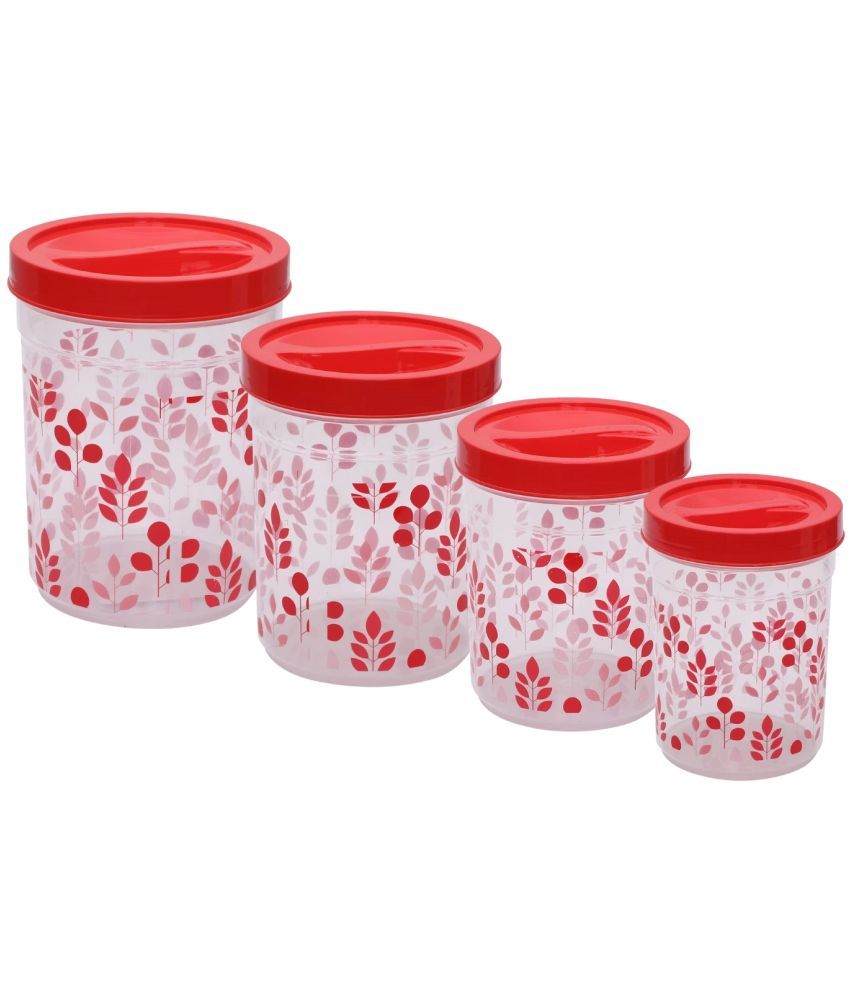     			Jaypee Plus SILO Container Plastic Red Dal Container ( Set of 4 )