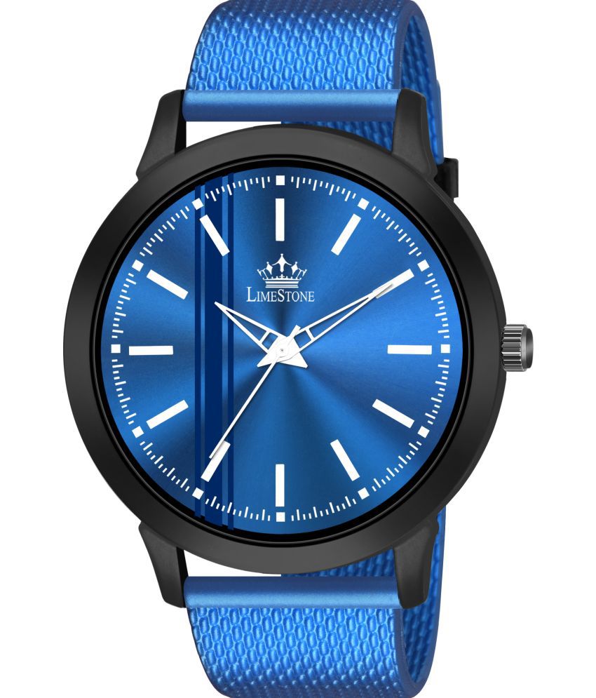     			LimeStone Blue Silicon Analog Men's Watch