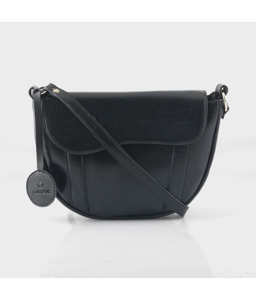     			P pursuse Black PU Sling Bag