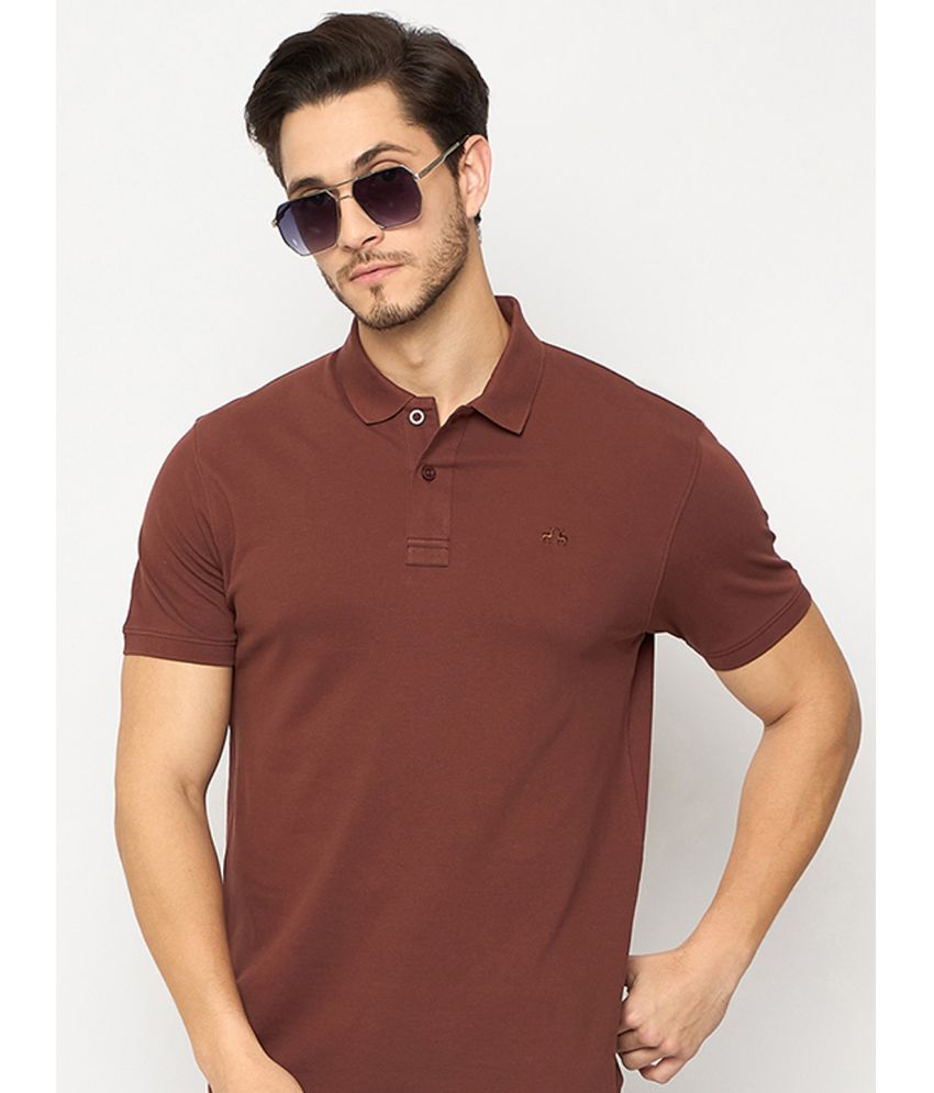     			98 Degree North Pack of 1 Cotton Regular Fit Solid Half Sleeves Men's Polo T Shirt ( Rust Brown )