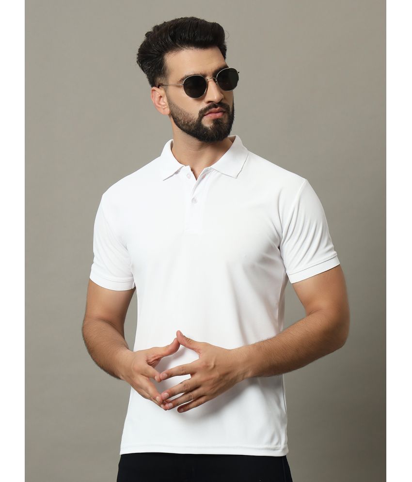     			DENNIN Cotton Blend Regular Fit Solid Half Sleeves Men's Polo T Shirt - White ( Pack of 1 )