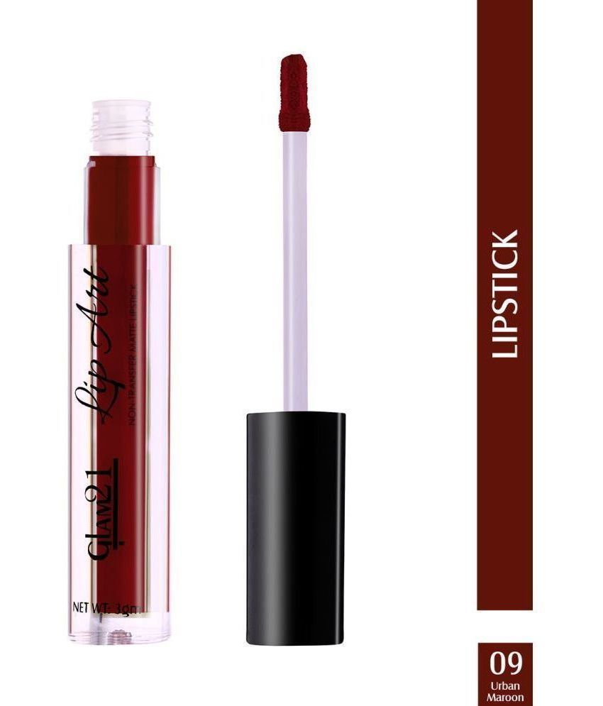     			Glam21 Lip Art Longlasting Non-Transfer Matte Liquid Lipstick Water & SmudgeProof 3gm UrbanMaroon-09