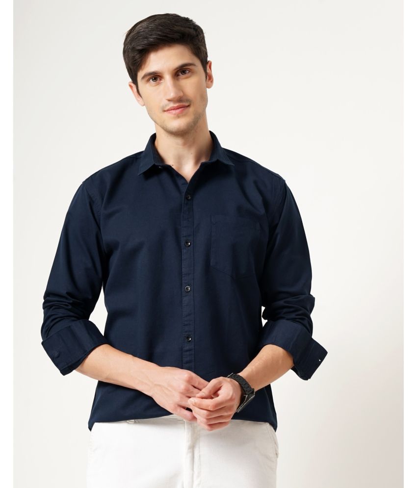     			HETIERS Cotton Blend Slim Fit Solids Full Sleeves Men's Casual Shirt - Navy ( Pack of 1 )