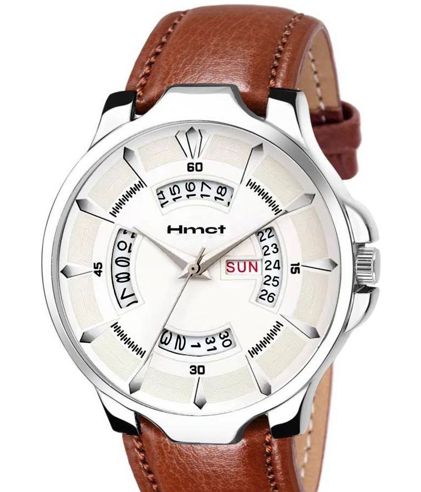     			HMCT Brown PU Analog Men's Watch