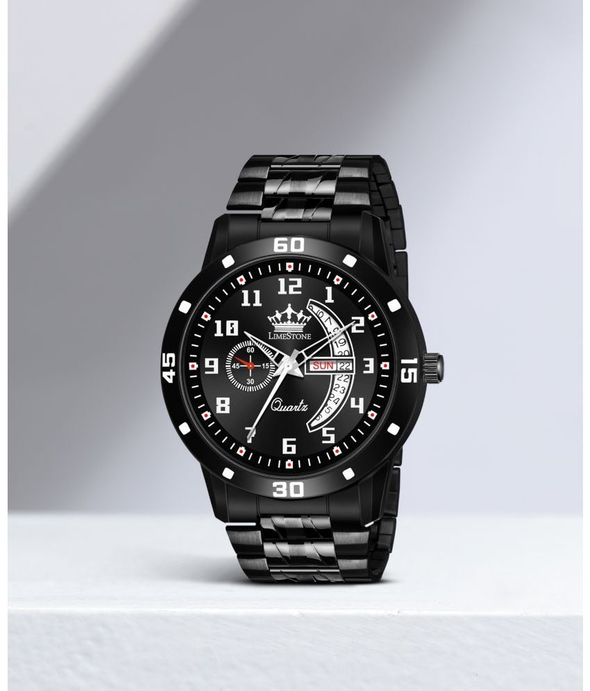     			LimeStone Black Metal Analog Men's Watch