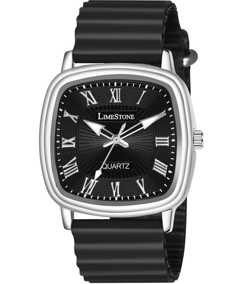     			LimeStone Black Silicon Analog Men's Watch