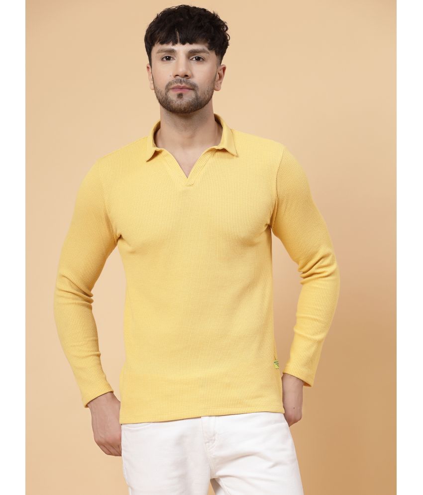     			Rigo Pack of 1 Cotton Slim Fit Solid Full Sleeves Men's Polo T Shirt ( Yellow )