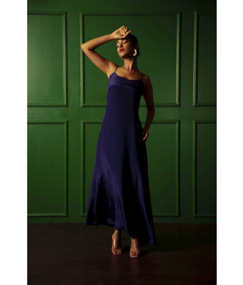    			Urban Sundari Crepe Solid Full Length Women's Empire Dress - Blue ( Pack of 1 )