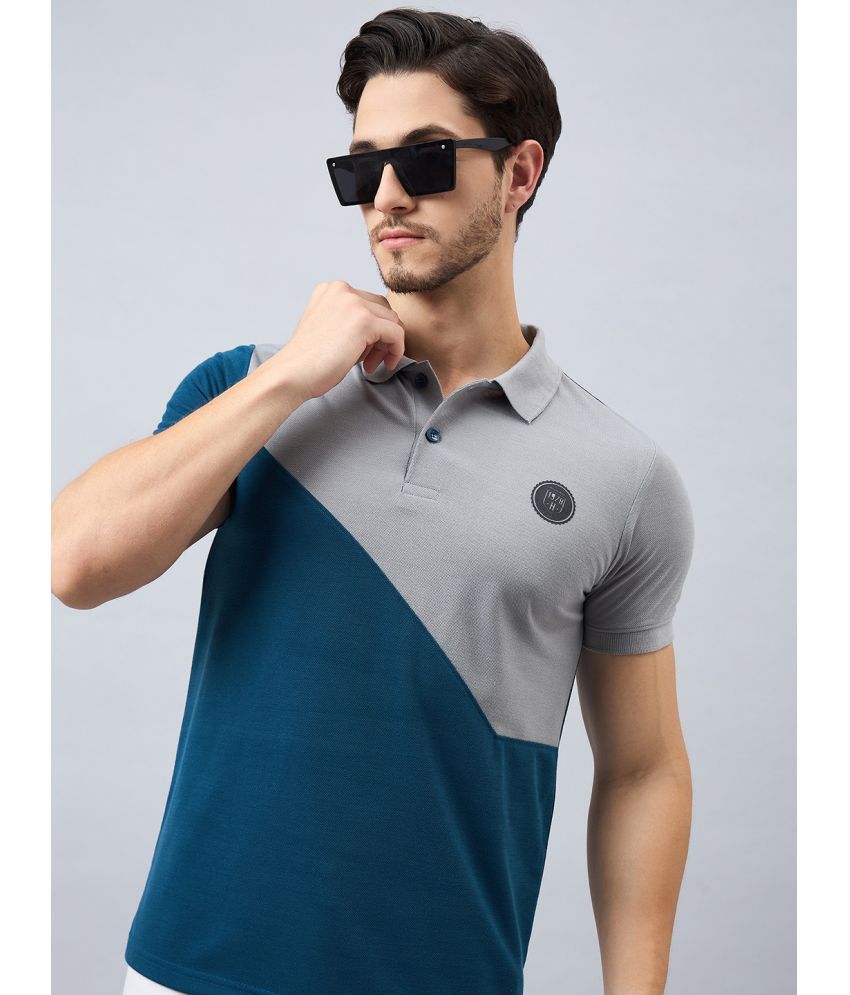     			zigo Cotton Blend Regular Fit Colorblock Half Sleeves Men's Polo T Shirt - Navy ( Pack of 1 )