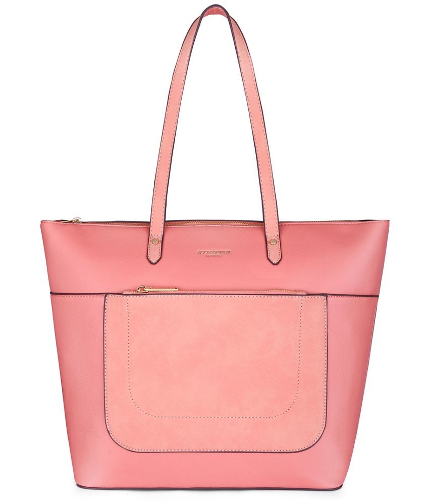     			Accessorize London Coral Faux Leather Tote Bag