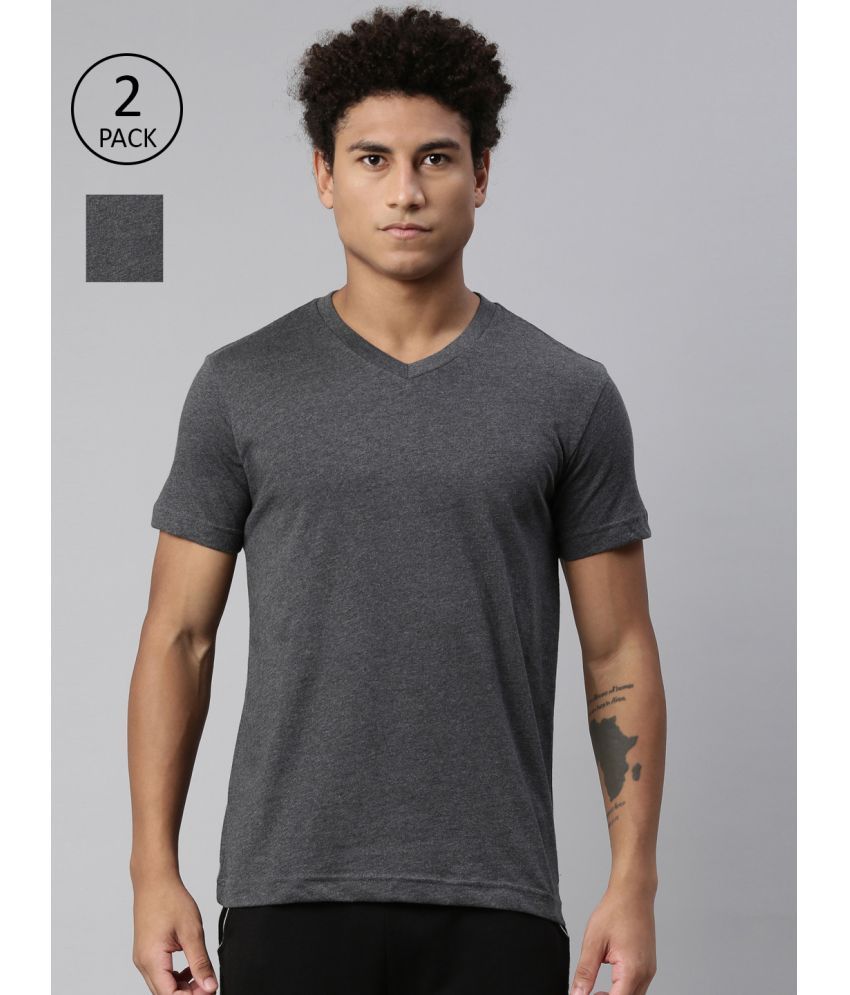     			Levi's Cotton Regular Fit Self Design Half Sleeves Men's T-Shirt - Grey ( Pack of 2 )