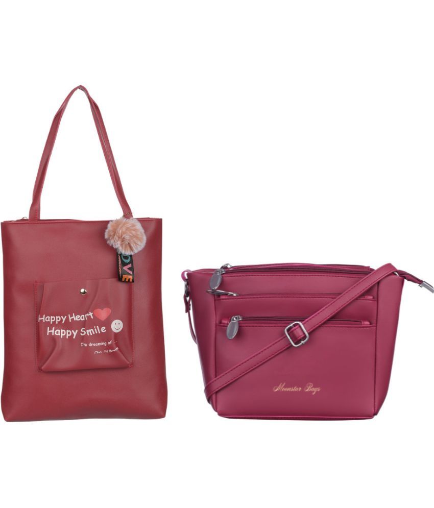     			Moonstar Bag Maroon Artificial Leather Combo