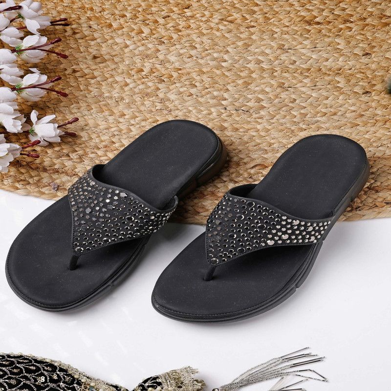     			NATSHUZ Black Women's Slipper