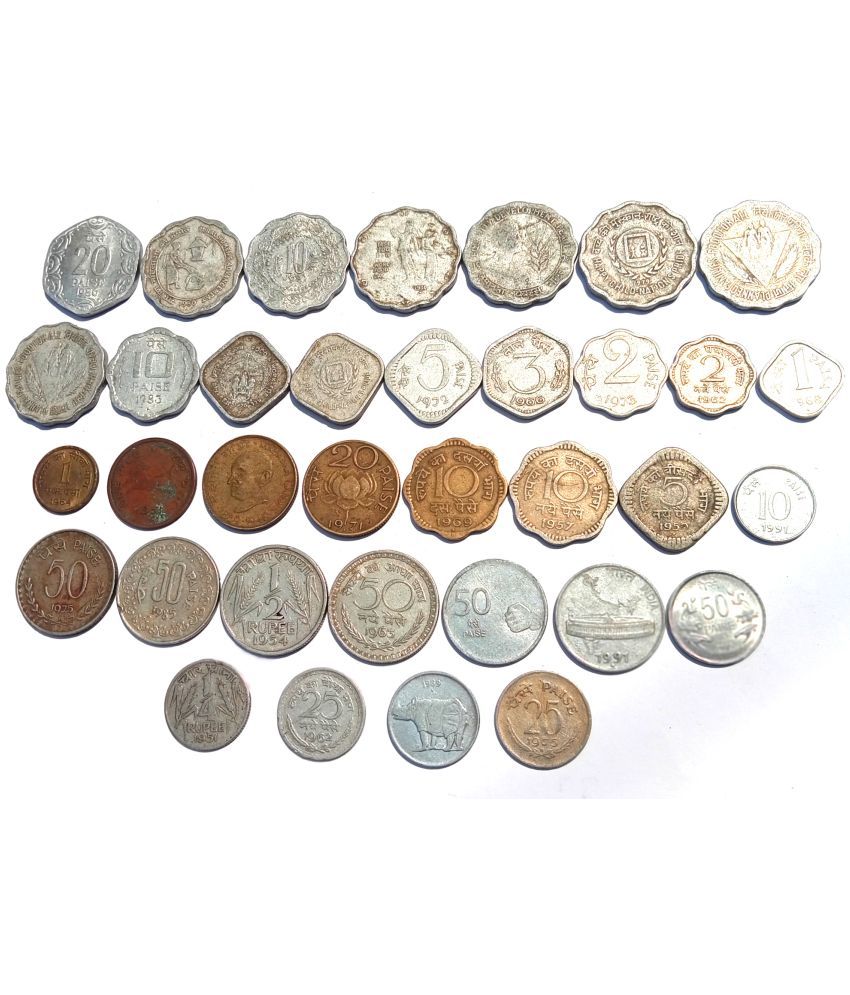     			Old Indian Coin, 35 Different Denominations For Collection