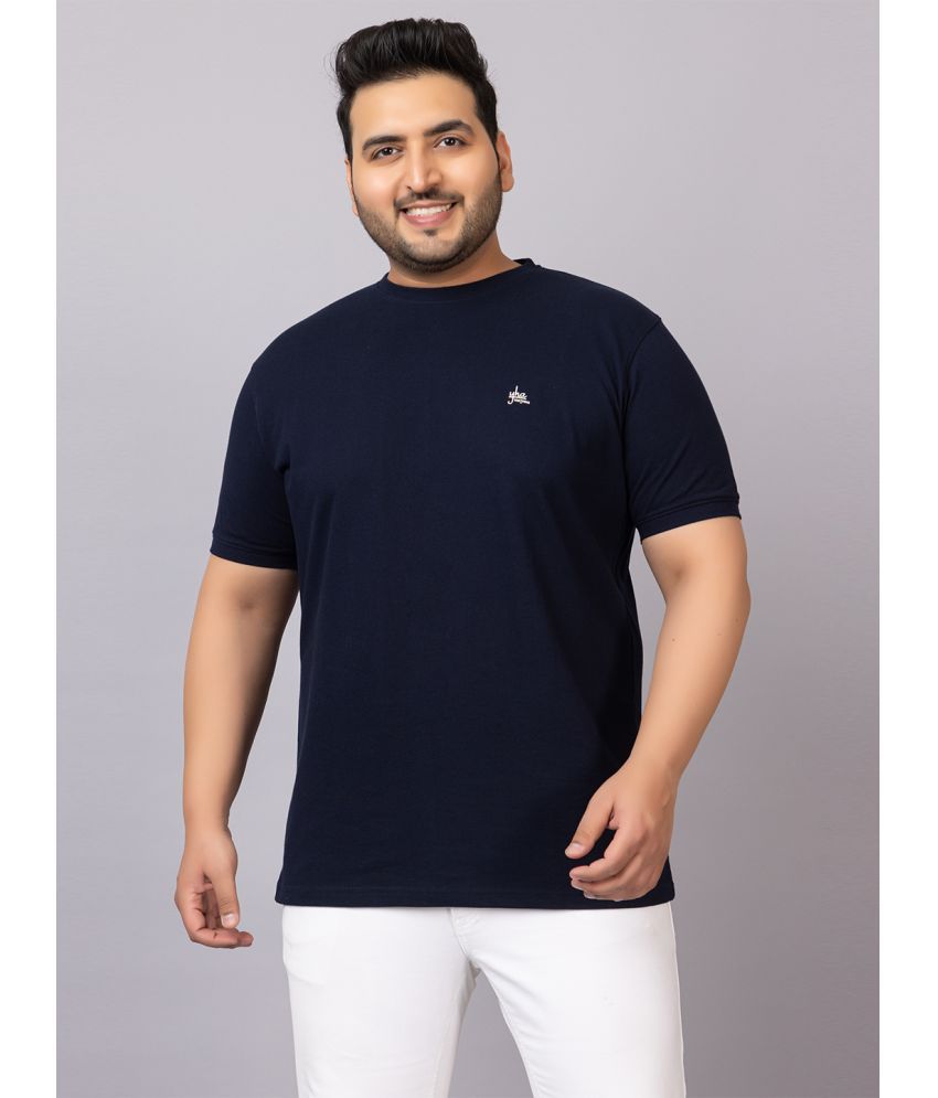     			YHA Cotton Blend Regular Fit Solid Half Sleeves Men's T-Shirt - Navy ( Pack of 1 )