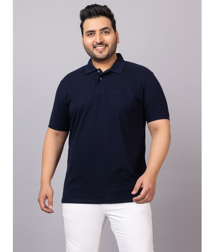     			YHA Cotton Blend Regular Fit Solid Half Sleeves Men's Polo T Shirt - Navy ( Pack of 1 )