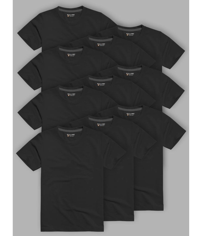     			BULLMER Cotton Blend Regular Fit Solid Half Sleeves Men's T-Shirt - Black ( Pack of 10 )