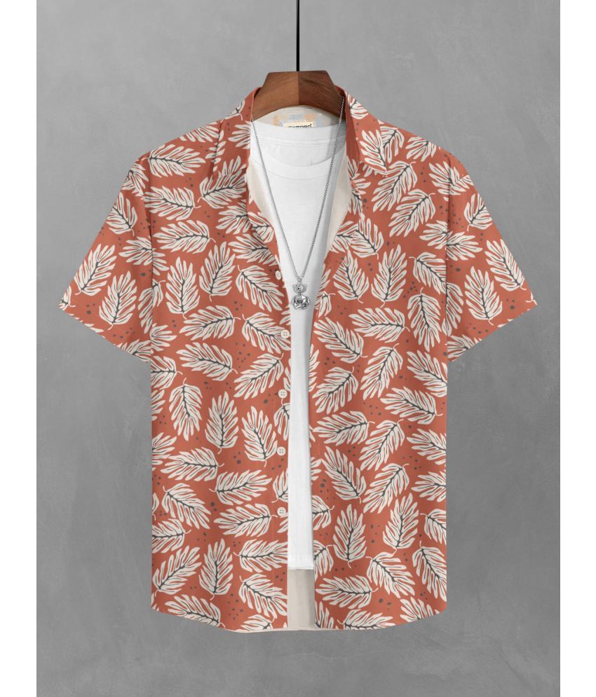     			BULLMER Cotton Blend Regular Fit Printed Half Sleeves Men's Casual Shirt - Orange ( Pack of 1 )