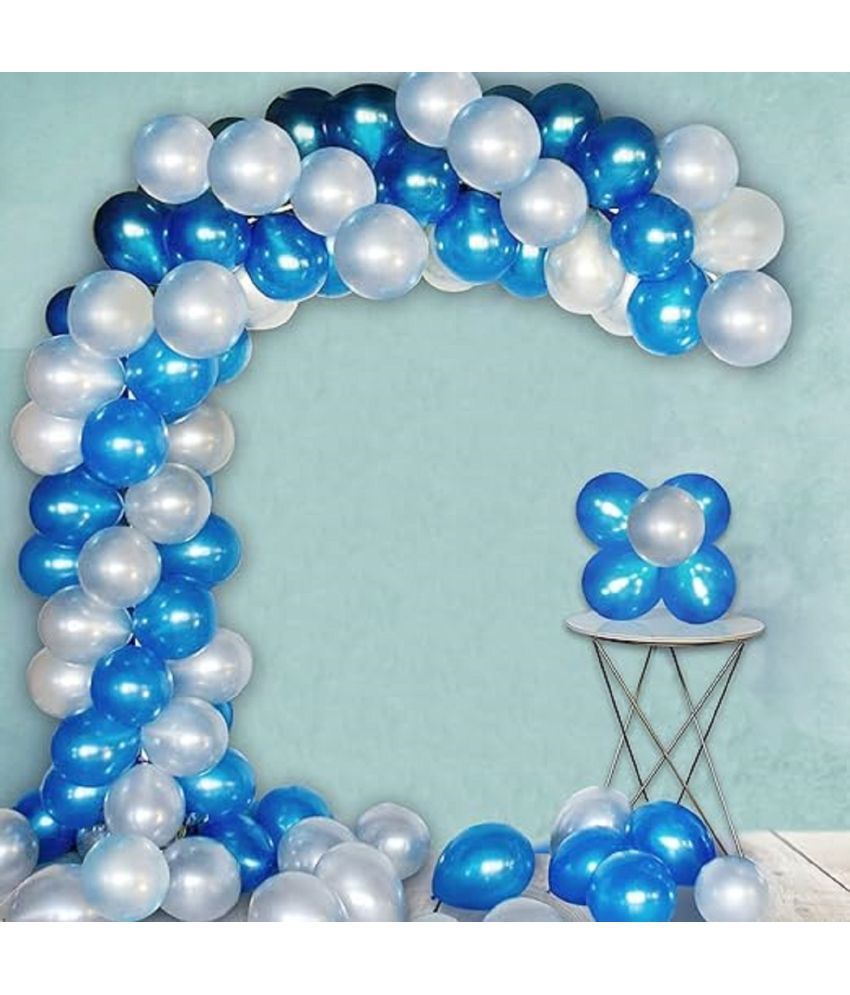     			Blue And Silver Balloons-Pack Of 50 Pcs | Blue & Silver Balloons For Decoration | Blue Silver Balloon | Blue Balloons For Decoration | Metallic Balloons For Decoration Blue | Blue Balloons