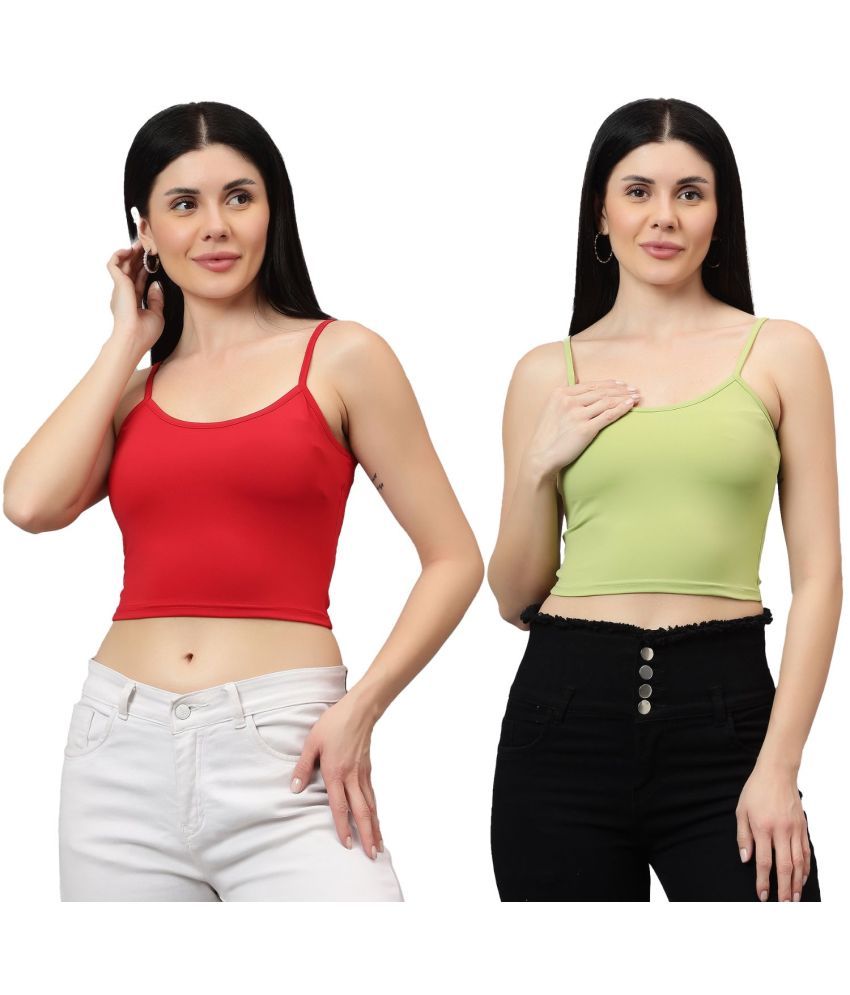     			Diaz Multi Color Linen Women's Camisole Top ( Pack of 2 )