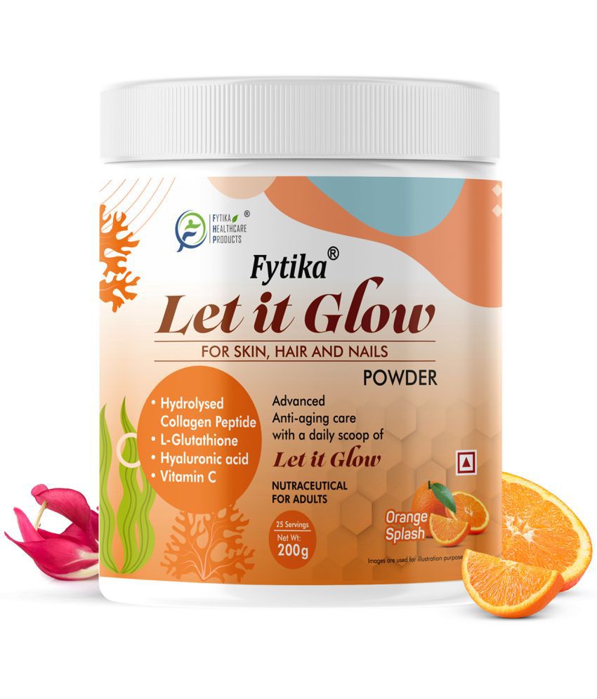     			Fytika Let it Glow Collagen | Enriched with Marine Collagen Peptide, L-Glutathione, Hyaluronic Acid, Vitamin C and  Sesbania Agati Leaf Extract 200 g| Orange flavor | For Men & Women