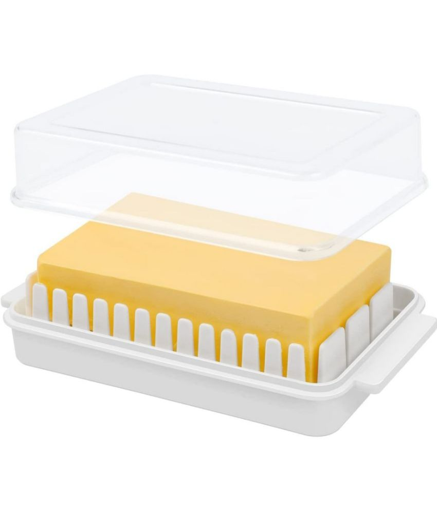     			Home Lane Butter Dish Keeper Plastic White Bread Container ( Set of 1 )