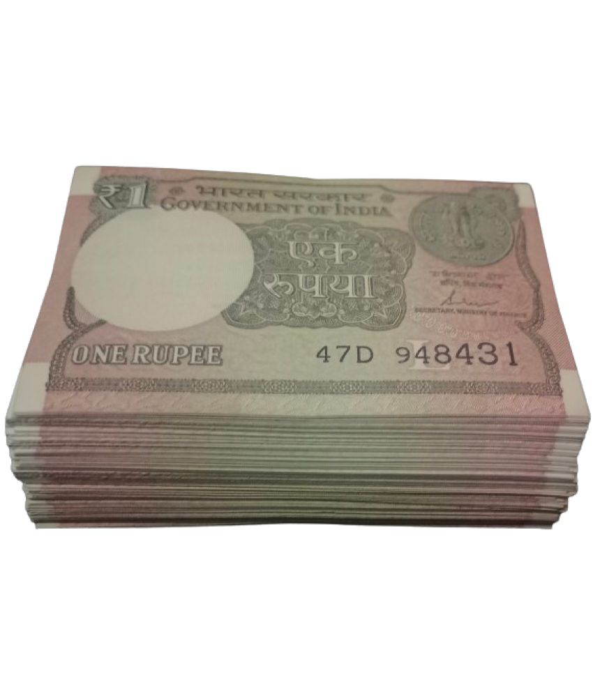     			India 1 Rupee Non Serial 50 Notes in Top Grade Gem UNC
