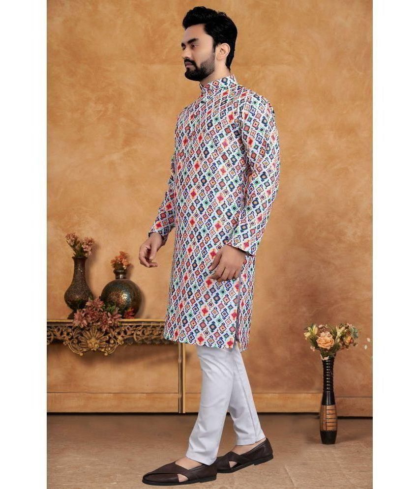     			KC Kunj Creation White Cotton Regular Fit Men's Kurta Pyjama Set ( Pack of 1 )