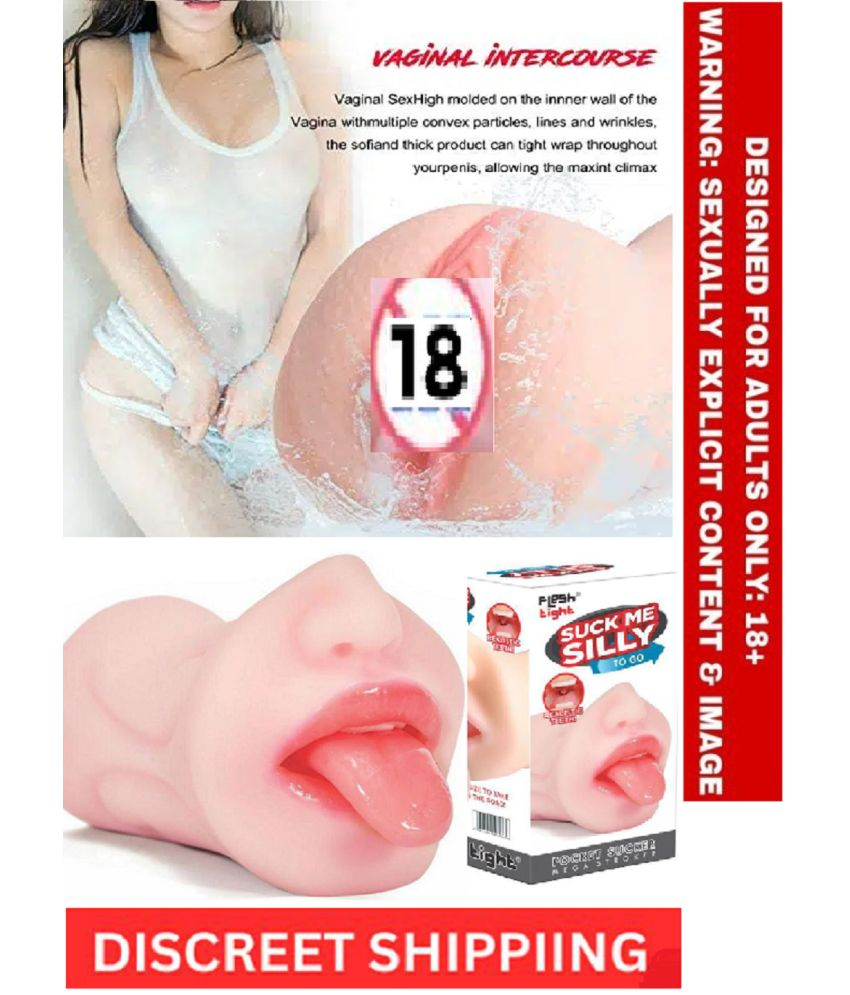     			Realistic Oral Male Masturbator with Nifty Tongue and Teeth, 2 in 1 Tongue Pussy Stroker cum Pocket Pussy with Realistic Mouth and Vagina for Men