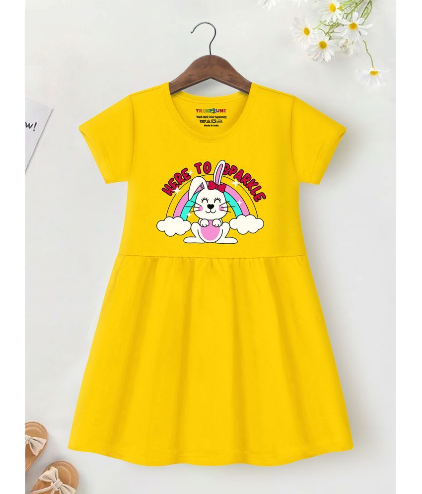     			Trampoline Yellow Cotton Girls Frock ( Pack of 1 )