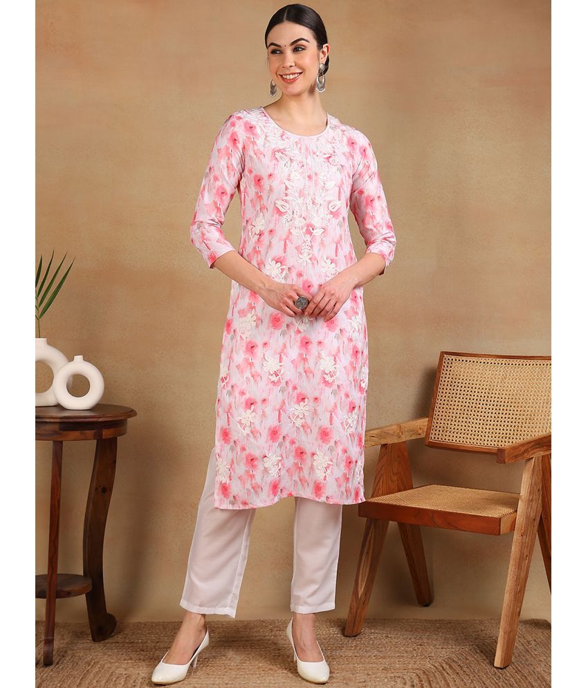     			Vaamsi Cotton Blend Printed Straight Women's Kurti - White ( Pack of 1 )