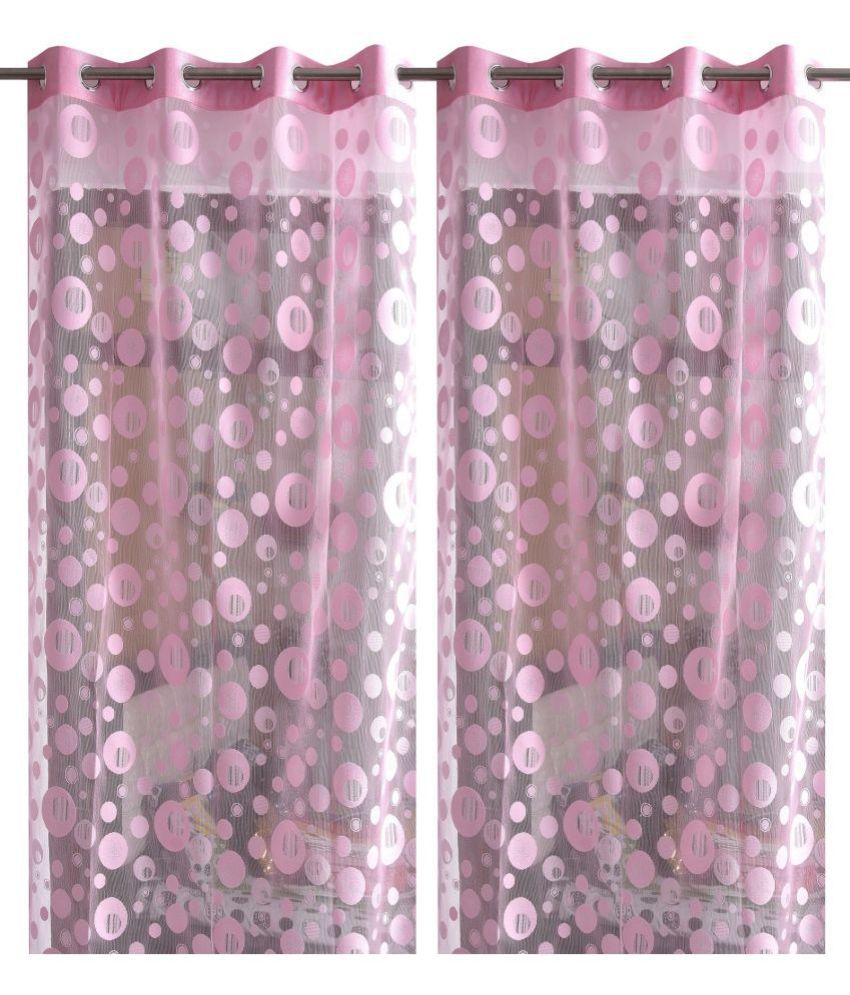     			WACO CREATION Abstract Transparent Eyelet Curtain 5 ft ( Pack of 2 ) - Pink