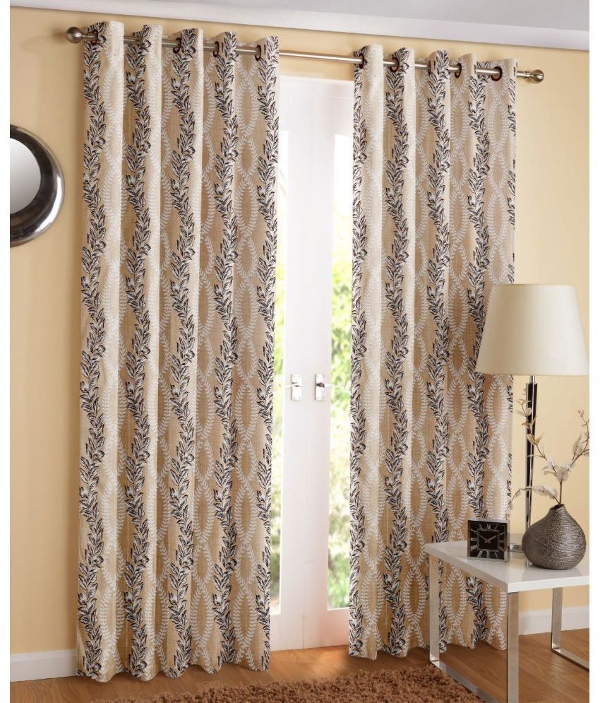     			WACO CREATION Nature Semi-Transparent Eyelet Curtain 5 ft ( Pack of 2 ) - Brown