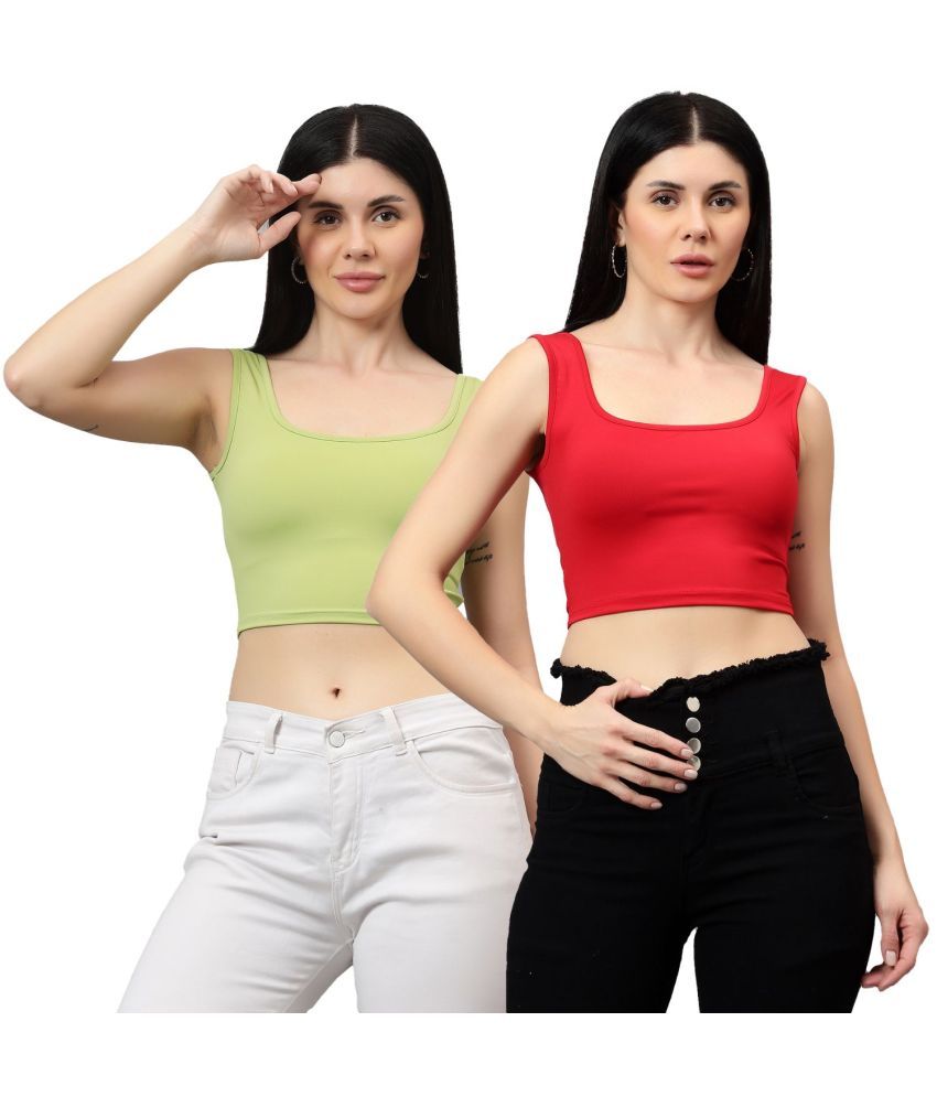     			Diaz Multi Color Linen Women's Crop Top ( Pack of 2 )