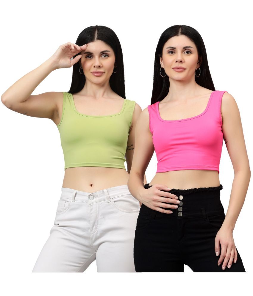     			Diaz Multi Color Linen Women's Crop Top ( Pack of 2 )