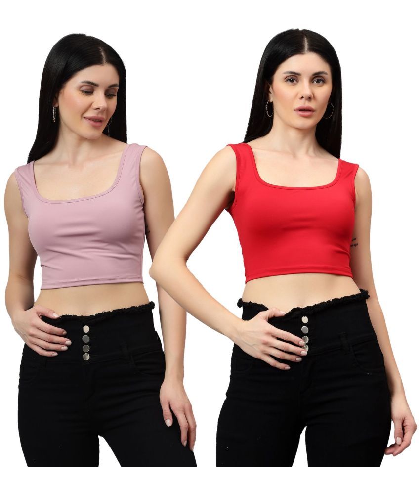     			Diaz Multi Color Linen Women's Crop Top ( Pack of 2 )