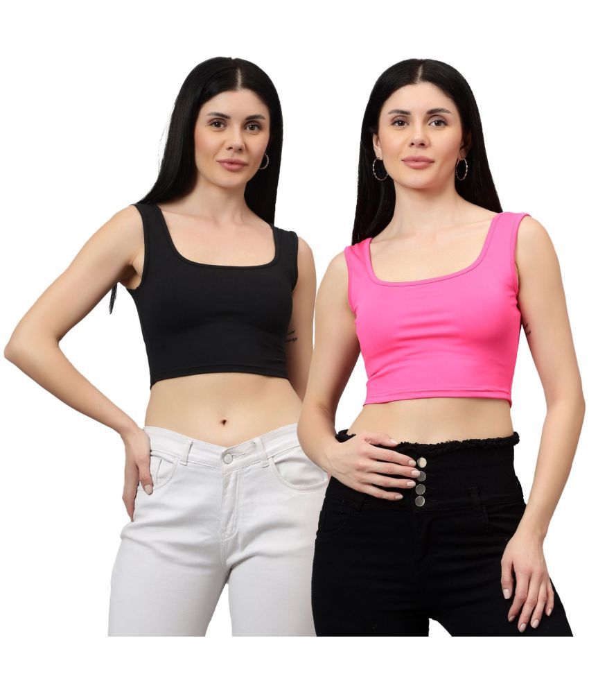     			Diaz Multi Color Linen Women's Crop Top ( Pack of 2 )