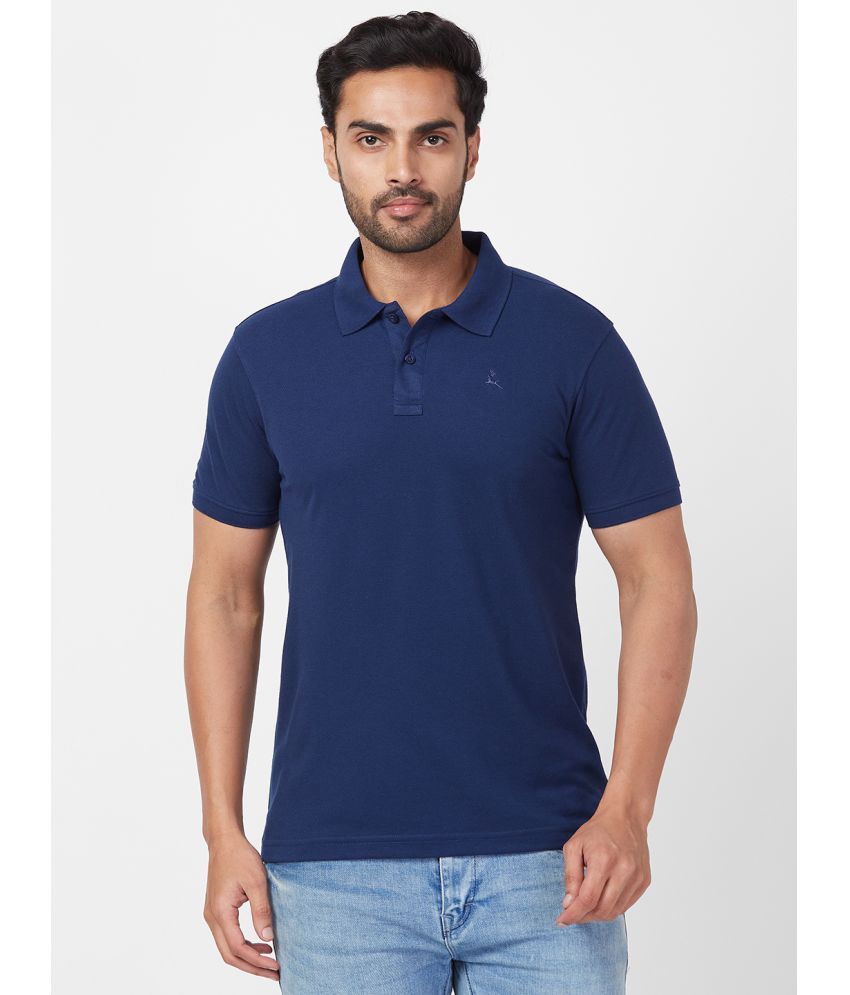     			Parx Cotton Blend Regular Fit Solid Half Sleeves Men's Polo T Shirt - Blue ( Pack of 1 )