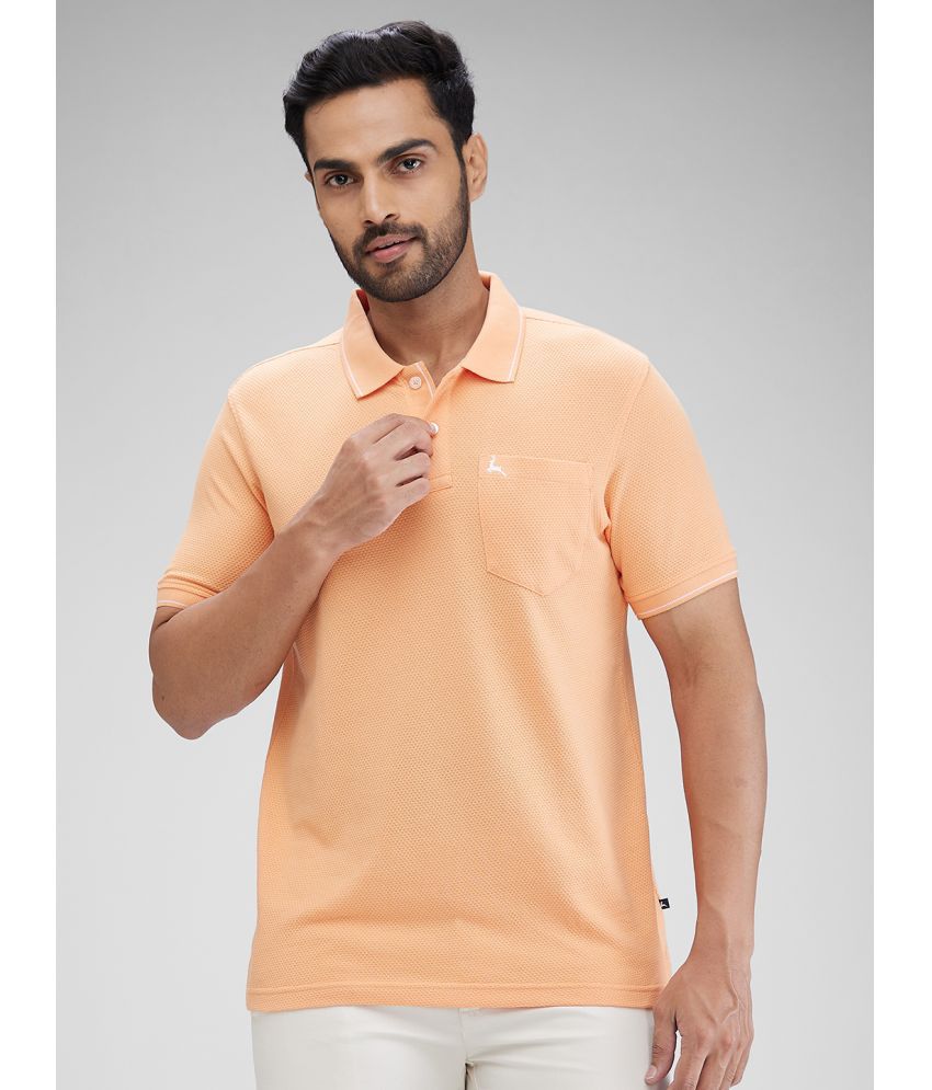     			Parx Cotton Blend Regular Fit Self Design Half Sleeves Men's Polo T Shirt - Orange ( Pack of 1 )