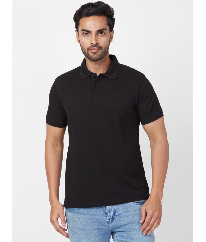     			Parx Cotton Blend Regular Fit Solid Half Sleeves Men's Polo T Shirt - Black ( Pack of 1 )