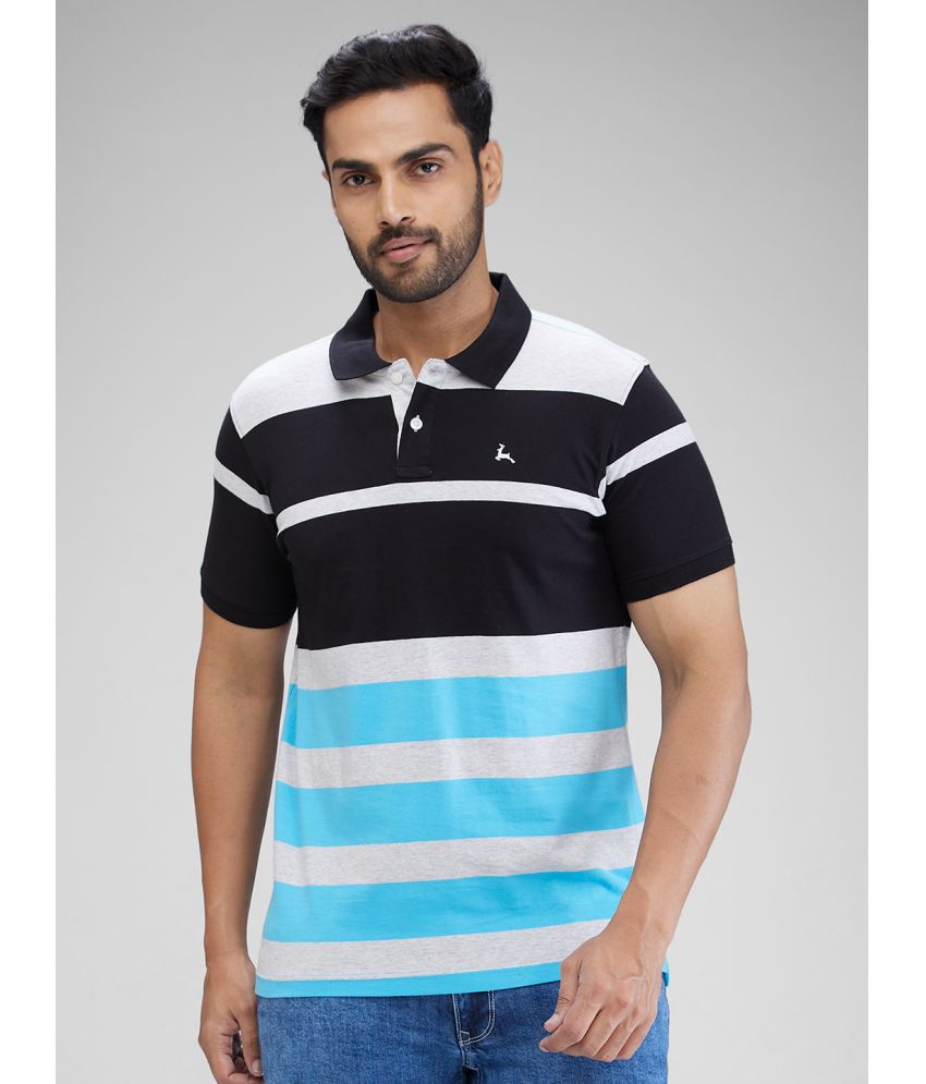     			Parx Cotton Regular Fit Self Design Half Sleeves Men's Polo T Shirt - Blue ( Pack of 1 )