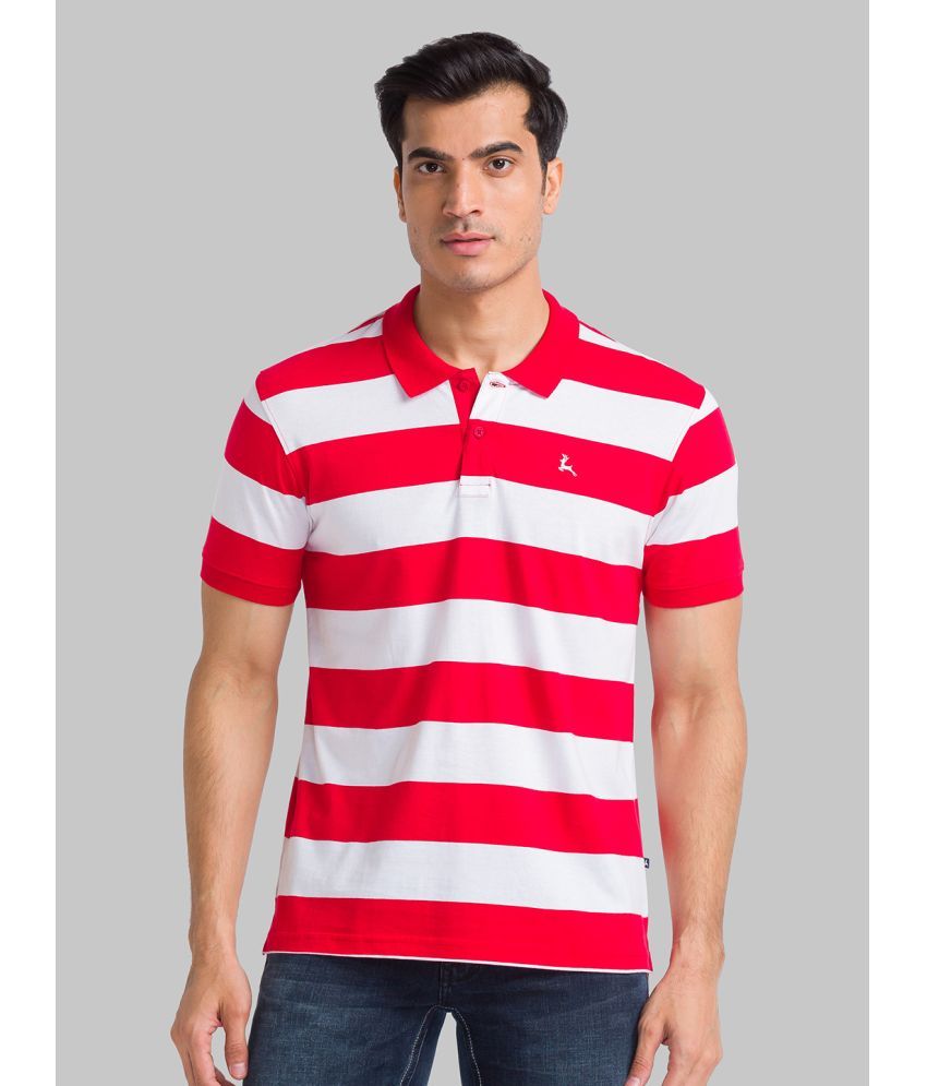     			Parx Cotton Regular Fit Striped Half Sleeves Men's Polo T Shirt - Red ( Pack of 1 )