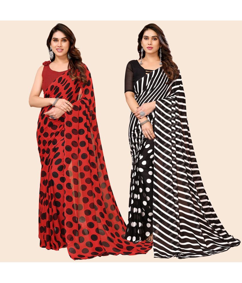     			ANAND SAREES Georgette Printed Saree With Blouse Piece - Multicolor ( Pack of 2 )