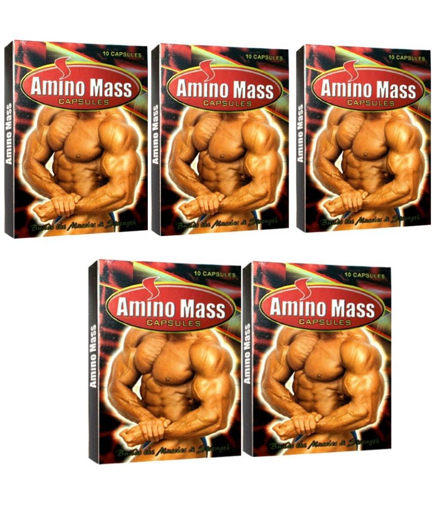     			G & G Pharmacy Amino Mass Weight Gain Capsules 10 no.s Unflavoured Pack of 5